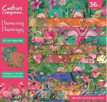 Crafter's Companion 12 x 12 Inch Paper Pad Flamazing Flamingos