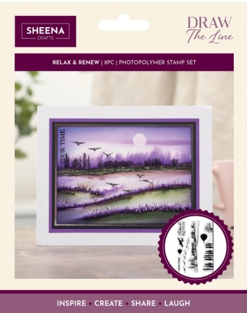 Crafter's Companion Clear Stamps Transparente Stempel Draw the Line Relax and Renew