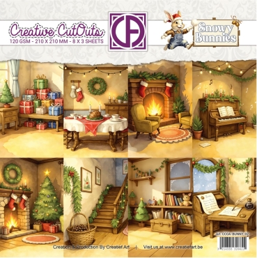 Creatief Art 8 x 8 Inch Paper Pad Snowy Bunnies 02