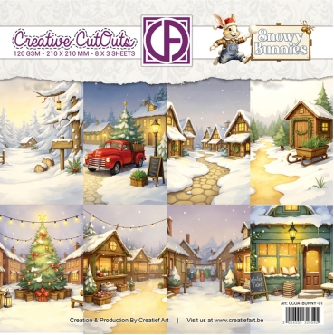 Creatief Art 8 x 8 Inch Paper Pad Snowy Bunnies 01