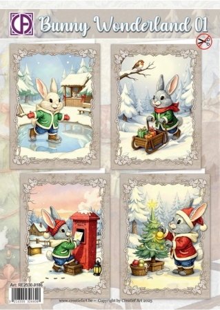 Creatief Art Snowy Bunnies Card Kit Bunny Wonderland 01