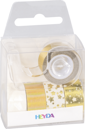 Preview: Deko Tape Mini Sterne jede Rolle 3 m x 12 mm goldfarben