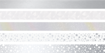 Preview: Deko Tape Mini Sterne jede Rolle 3 m x 12 mm silberfarben