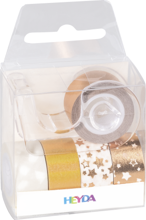 Preview: Deko Tape Mini Sterne jede Rolle 3 m x 12 mm rosegoldfarben
