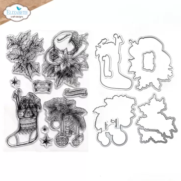 Elisabeth Craft Designs  Golden Season Stamp & Die Set Deck the Halls