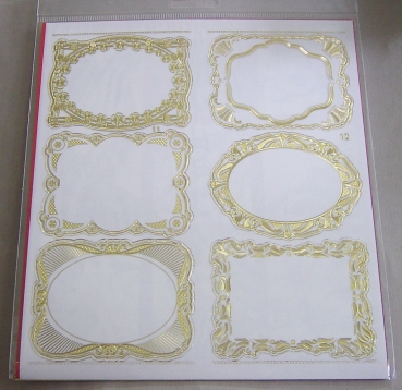 Preview: Double Embossed Transparent Gold Sticker Frames Rahmen