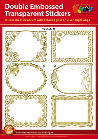 Double Embossed Transparent Gold Sticker Christmas Frames