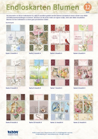 Reddy Endloskarten Blumen, Format B6 / Set für 12 Karten