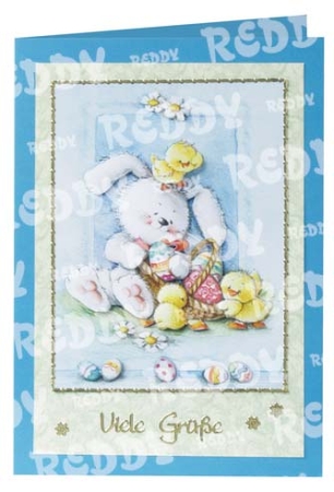 Preview: Stanz- und Motivbogen Ostern, Ostereier mit Entchen, Küken und Häschen