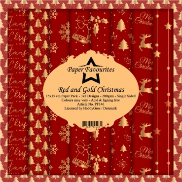 Paper Favourite Red and Gold Christmas 6 x 6 Inch Paper Pack