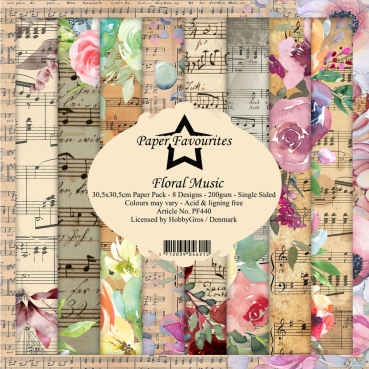 Paper Favourites Floral Music 12 x 12 Inch Paper Pack