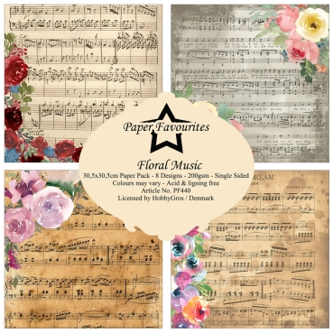 Preview: Paper Favourites Floral Music 12 x 12 Inch Paper Pack