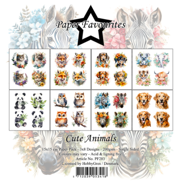 Paper Favourites 6 x 6 Inch Paper Pack Cute Animals