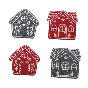 Filzdeko Untersetzer Haus 10 x 10 cm 6 Stück sortiert