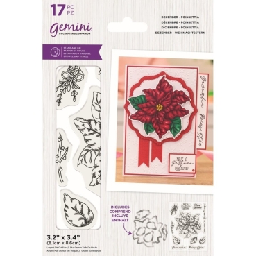 GEMINI Stamp & Die Stempel und Stanzschablone December Poinsetta