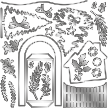 Preview: Gemini Christmas 3D Scene Builder Stamp & Die Stempel und Stanzschablone Christmas Cottage