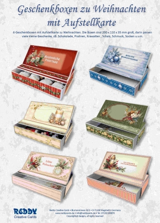 Reddy Cards Geschenkboxen mit Aufstellkarte zu Weihnachten