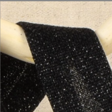 Preview: Glitter Schrägband 20 mm pro Meter schwarz