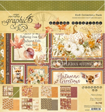 Graphic 45 Autumn Greetings 8 x 8 Inch Collection Pack