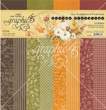 Graphic 45 Autumn Greetings 12 x 12 Inch Patterns & Solids Pack
