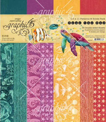 Graphic 45 8,5 x 11 Inch Patterns & Solids Pack Seas the Day