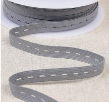 Gummiband 15 mm mit Knopfloch pro Meter mittelgrau