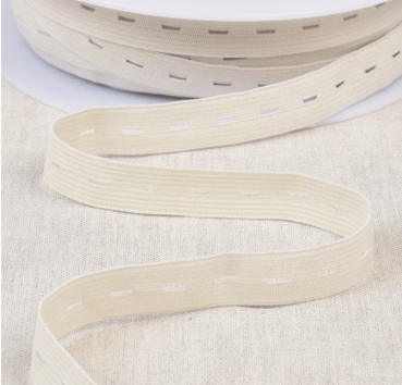 Gummiband 15 mm mit Knopfloch pro Meter ecru