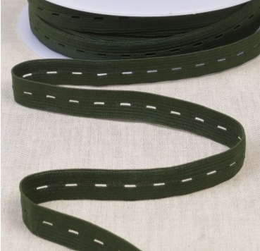 Gummiband 15 mm mit Knopfloch pro Meter flaschengrün