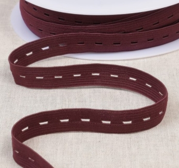 Gummiband 15 mm mit Knopfloch pro Meter bordeauxrot