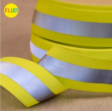 Reflektierendes Gummiband 38 mm breit pro Meter neongrün