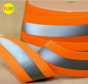 Reflektierendes Gummiband 38 mm breit pro Meter neonorange