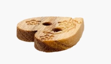 Preview: Holzknopf Herz mit Blumen 12 mm
