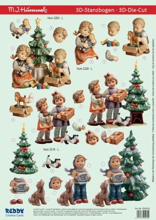 3D Stanzbogen Hummel Motive Am Weihnachtsbaum