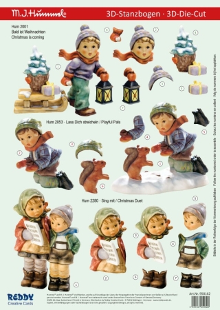 3D Stanzbogen Hummel Motive Bald ist Weihnachten, Lass Dich streicheln, Sing mit