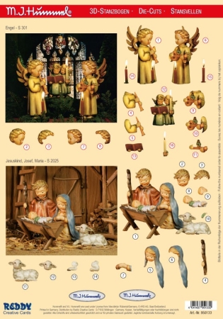 Reddy Cards 3D-Stanzbogen Engel, Jesuskind, Maria, Josef