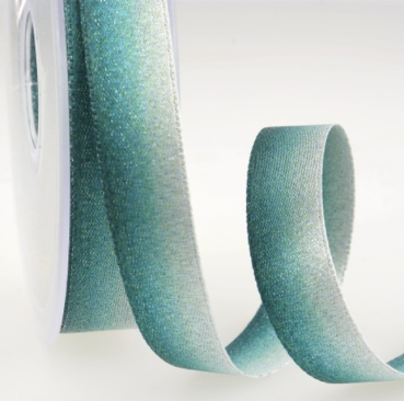 Irisierendes Satinband 15 mm pro Meter stahlblau