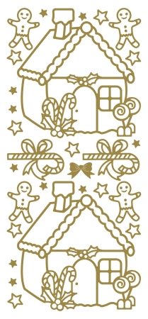 Stickerbogen 10 x 23 cm Gingerbread House gold