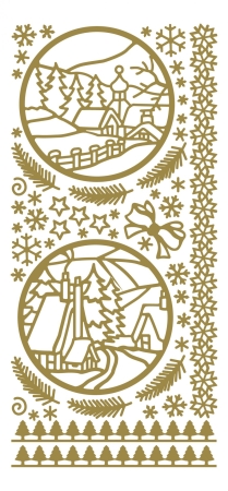 Stickerbogen 10 x 23 cm X-mas Landscapes gold