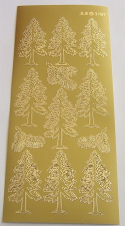 Preview: Stickerbogen 10 x 23 cm Fir Tree gold