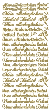 Stickerbogen 10 x 23 cm Allerherzlichstes Beileid gold