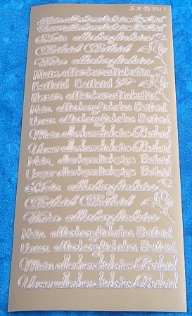 Preview: Stickerbogen 10 x 23 cm Allerherzlichstes Beileid gold