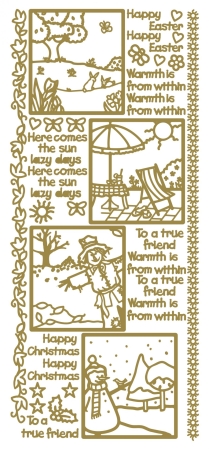 Stickerbogen 10 x 23 cm Season Scenes gold