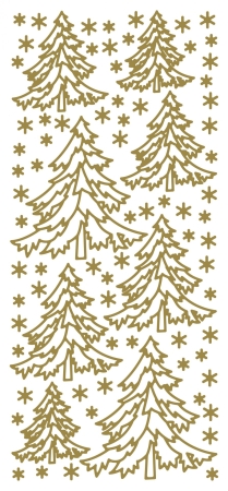Stickerbogen 10 x 23 cm Fir Trees gold