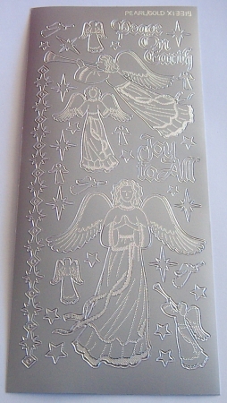 Preview: Stickerbogen 10 x 23 cm Angels / Peace on Earth silber