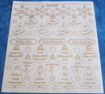 Stickerbogen Weihnachtswünsche Jumbo-Grösse gold