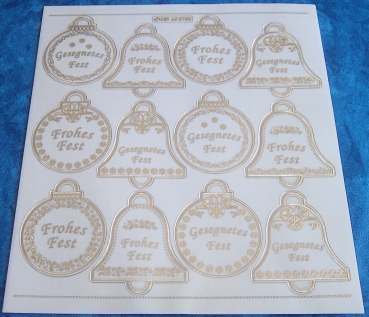 Stickerbogen Weihnachtswünsche Jumbo-Grösse gold