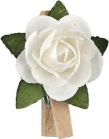 Rose mit Klammer 8 Stück 1,5 cm weiss