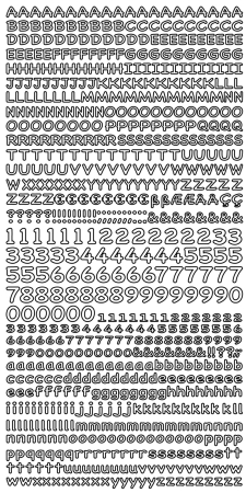 Preview: Stickerbogen 10 x 23 cm Mini Buchstaben klein / Zahlen gold