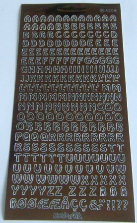 Stickerbogen 10 x 23 cm Buchstaben gross toffee