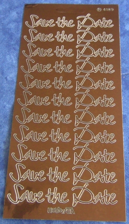 Preview: Stickerbogen 10 x 23 cm "Save the Date" toffee